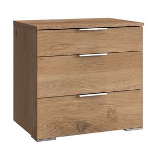Levelup Wide Chest Of Drawers In Planked Oak With 3 Drawers