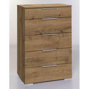 Levelup Wide Chest Of Drawers In Planked Oak With 5 Drawers