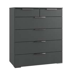 Levelup Wooden Chest Of Drawers In Graphite With 6 Drawers