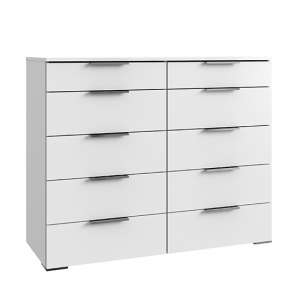 Levelup Wooden Chest Of Drawers In White With 10 Drawers