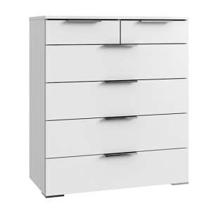 Levelup Wooden Chest Of Drawers In White With 6 Drawers