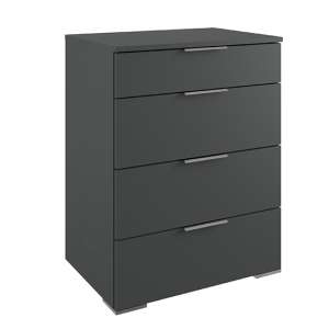 Levelup Wooden Wide Chest Of Drawers In Graphite With 4 Drawers