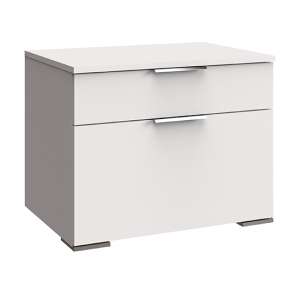 Levelup Wooden Wide Chest Of Drawers In White With 2 Drawers