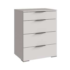 Levelup Wooden Wide Chest Of Drawers In White With 4 Drawers