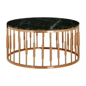 Alvara Round Marble Top Coffee Table With Rose Gold Frame