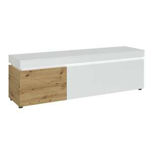 Levy LED Wooden 1 Door 2 Drawers Wide TV Stand In Oak And White