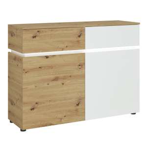 Levy LED Wooden 2 Doors 2 Drawers Sideboard In Oak And White