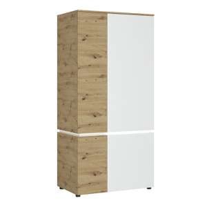 Levy LED Wooden 4 Doors Wardrobe In Oak And White