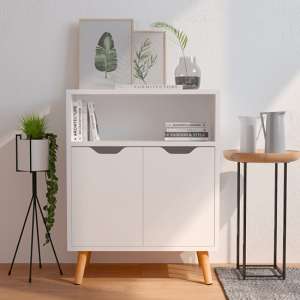 Lexie High Gloss Sideboard With 2 Doors 1 Shelf In White