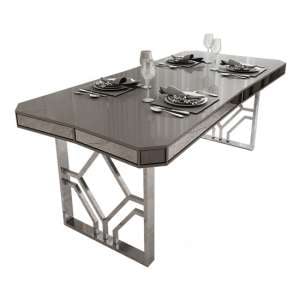 Lexus Mirrored Top Wooden Dining Table In Grey