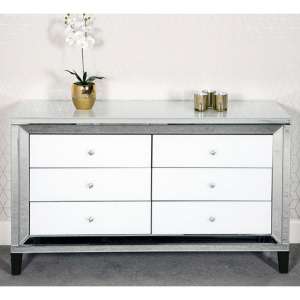 Liberty Chest Of Drawers In Silver And White Gloss With 6 Drawer