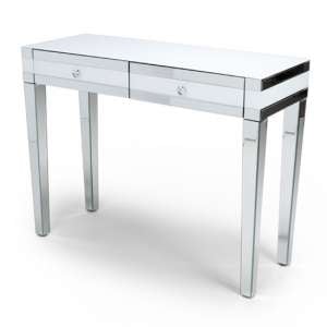 Liberty Mirrored Dressing Table In Silver And White Gloss