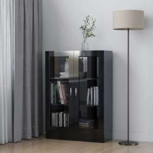 Libet High Gloss Display Cabinet In With 2 Doors In Black