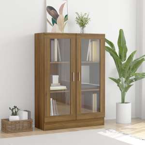 Libet Wooden Display Cabinet In With 2 Doors In Brown Oak