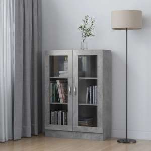 Libet Wooden Display Cabinet In With 2 Doors In Concrete Effect