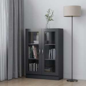 Libet Wooden Display Cabinet In With 2 Doors In Grey