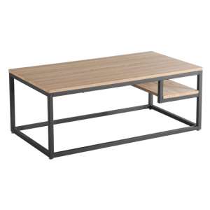 Licata Latte Wooden Coffee Table With Metal Black Painted Legs