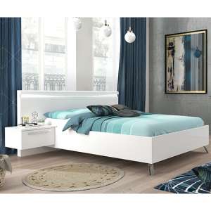 Lice Contemporary White Gloss Super King Size Bed With LED