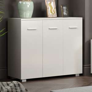 Louth High Gloss 3 Doors Sideboard In White