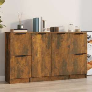 Lieux Wooden Sideboard With 4 Doors In Smoked Oak