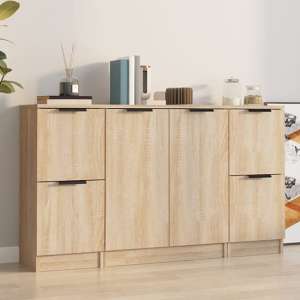 Lieux Wooden Sideboard With 4 Doors In Sonoma Oak
