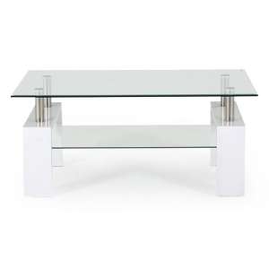 Lilia Tempered Glass Coffee Table With White Finish Legs