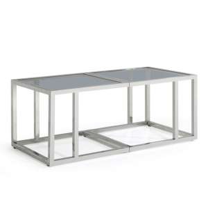 Lille Tinted Glass Top Coffee Table With Stainless Steel Base