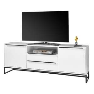 Lille Wooden TV Stand In Matt White With 2 Doors 2 Drawers