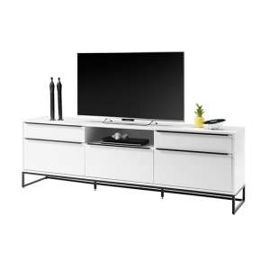 Lille Wooden TV Stand In Matt White With 5 Drawers
