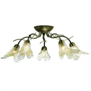 Lily 5 Light Semi Flush Ceiling In Antique Brass