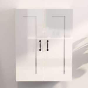 Lima High Gloss Wall Storage Cabinet With 2 Doors In White