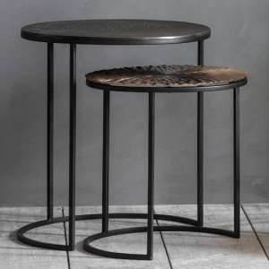 Limos Round Aluminium Set Of 2 Side Tables In Black