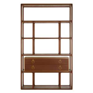 Linato Wooden 2 Large Drawers Bookcase In Rich Walnut