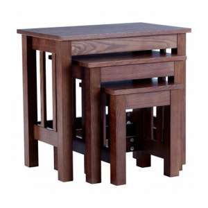 Lincolno Set Of 3 Wooden Nesting Tables In Walnut