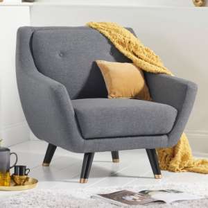 Lincolnshire Chesterfield Linen Fabric Armchair In Grey