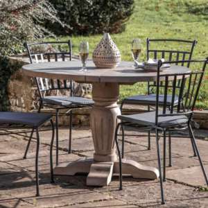 Linden Round Outdoor Wooden Dining Table In Natural