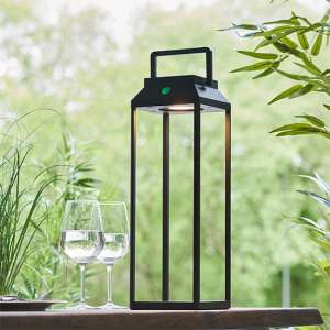 Linterna LED Large Outdoor Table Lamp In Textured Black