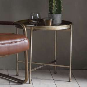 Linux Round Metal Tray Side Table In Bronze
