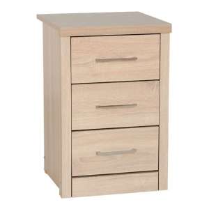 Laggan Wooden Bedside Cabinet With 3 Drawers In Light Oak