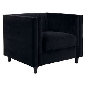 Lismore Contemporary Sofa Chair In Black Velvet
