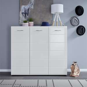 Aquila Large Wooden Shoe Storage Cabinet In White High Gloss