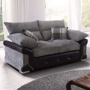 Litzy Fabric 2 Seater Sofa In Black And Grey