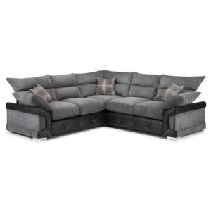 Litzy Fabric Large Corner Sofa In Black And Grey
