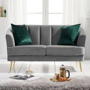 Livermore Chesterfield Velvet 2 Seater Sofa In Grey