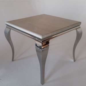 Liyam 90cm Marble Dining Table In Cream With Chrome Legs