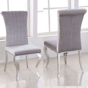 Liyam Grey Soft Velvet Upholstered Dining Chairs In Pair