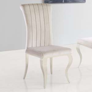 Liyam Soft Velvet Upholstered Dining Chair In Cream