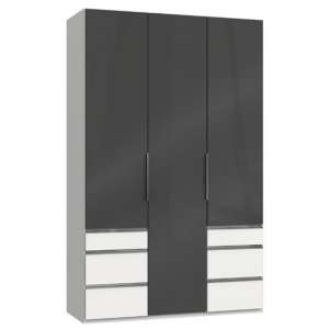 Lloyd Tall 3 Doors Wardrobe In Gloss Grey And White