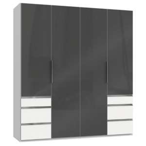 Lloyd Wooden 4 Doors Wardrobe In Gloss Grey And White