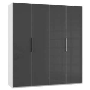 Lloyd Wooden Wardrobe In Gloss Grey And White 4 Doors